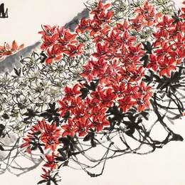 《山花烂漫》陈大羽中国画作品