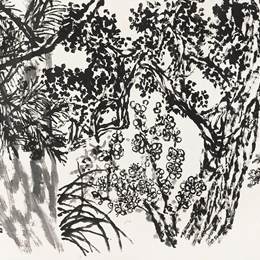 《梅兰松柏图》陈大羽中国画作品欣赏