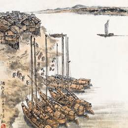 《湘江岸》陈大羽中国画艺术作品