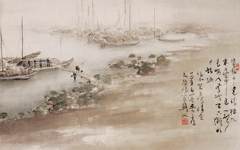 《渔港雨色》高剑父中国画艺术作品