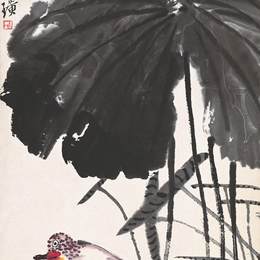 《荷花鸳鸯》齐白石中国画艺术作品欣赏