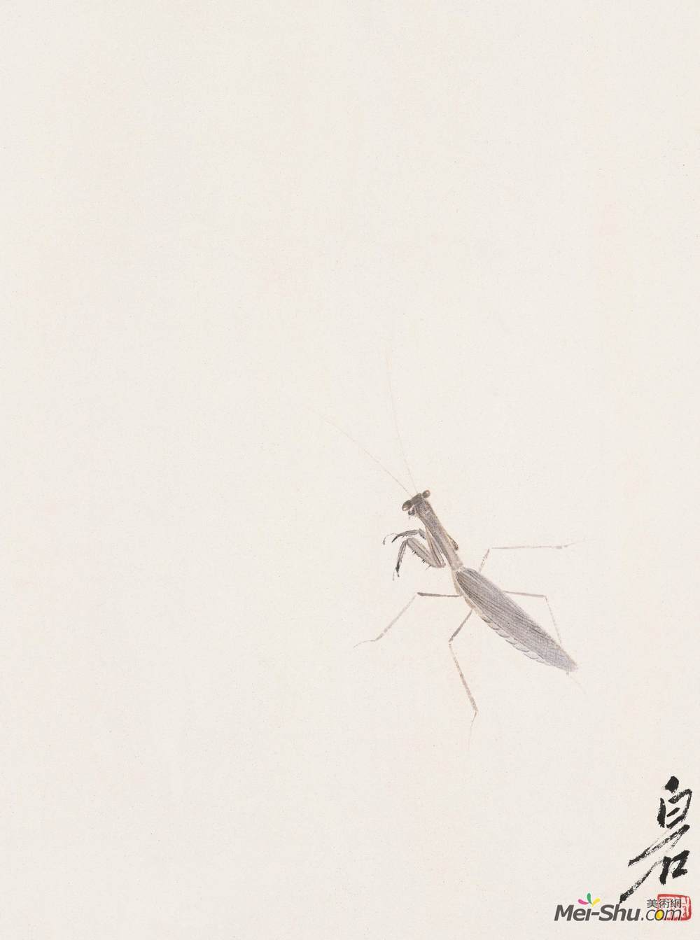 《螳螂》齐白石中国画高清作品欣赏