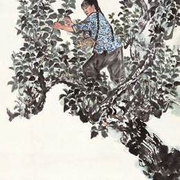《桑山行 组画之五》赵望云中国画作品