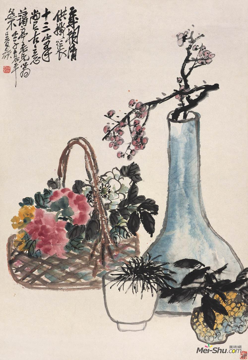 《拟张十三峰笔意》吴昌硕中国画艺术作品欣赏