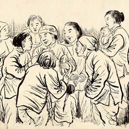 《乡代会上的妇女小组》赵望云中国画高清作品欣赏