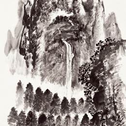 《山林飞瀑》赵望云中国画高清作品欣赏