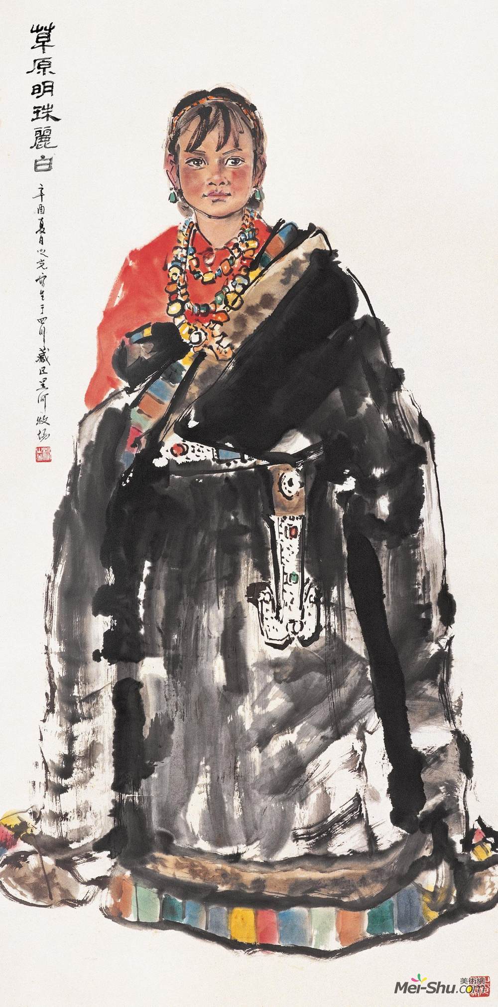 《藏族少年骑手札考》杨之光中国画作品