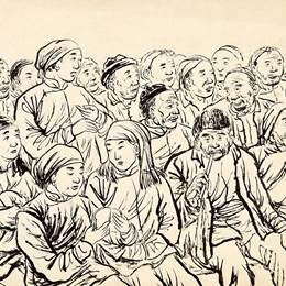 《乡农代会上女代表发言》赵望云中国画作品欣赏