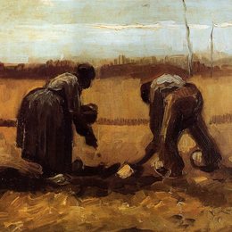 《种土豆的农民夫妇》梵高(Van Gogh)作品欣赏高清