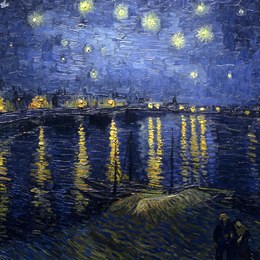 《罗纳河上的星夜（星空）》梵高(Van Gogh)艺术高清