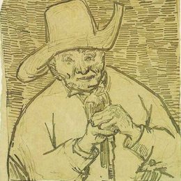 《拄着拐杖的老农》梵高(Van Gogh)作品高清