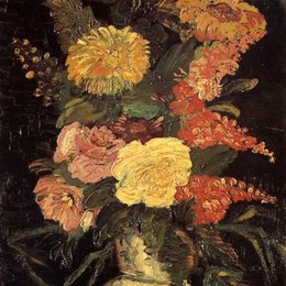 《紫苑和鼠尾草等花卉》梵高(Van Gogh)艺术作品高清
