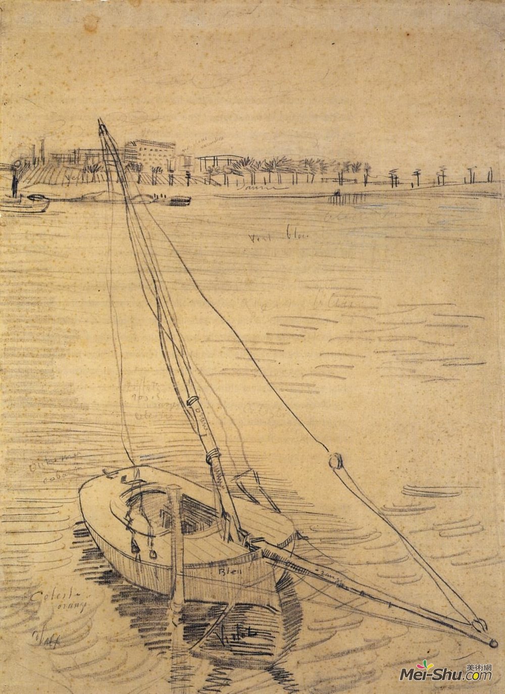 阿尼埃尔塞纳河上的帆船梵高vangogh欣赏高清