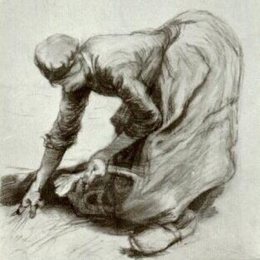 《弯着腰的农妇》梵高(Van Gogh)欣赏高清