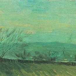 《月光下从山坡看工厂》梵高(Van Gogh)作品高清