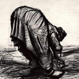 《弯腰的农妇的背影》梵高(Van Gogh)艺术高清