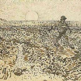 《夕阳下的播种者》梵高(Van Gogh)作品高清