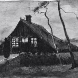 《晚上的农舍》梵高(Van Gogh)作品高清