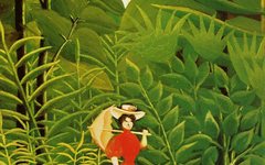 《森林里穿红色衣服的女子》卢梭(Rousseau)作品高清