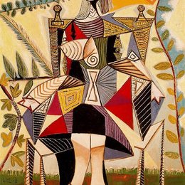 《坐在公园里的女子》毕加索高清