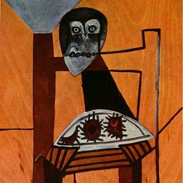 《在椅子上的猫头鹰和海胆》毕加索作品欣赏高清