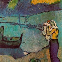 《岸边的母亲和孩子》毕加索欣赏高清