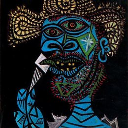 《戴着草帽吃冰淇淋的男子》毕加索高清欣赏