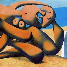 《海边的情侣》毕加索艺术作品高清