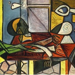 《头骨和韭菜》毕加索艺术高清