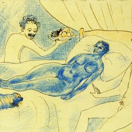 《马奈的模特奥林匹亚、朱雅和毕加索》毕加索高清