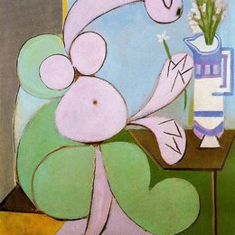 《女子和鲜花》毕加索欣赏高清