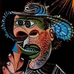 《戴草帽的男子》毕加索艺术作品高清