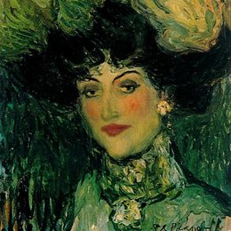 《戴着有羽毛的帽子的女子》毕加索艺术作品高清