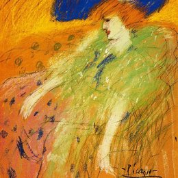 《戴蓝色帽子的女子》毕加索作品欣赏高清