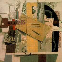 《单簧管，低音瓶，报纸，俱乐部的王牌》毕加索作品欣赏高清