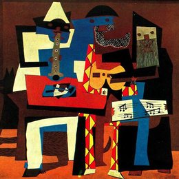 《戴面具的音乐家》毕加索高清