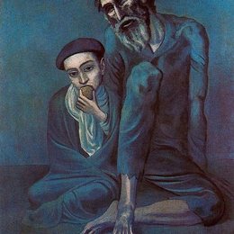 《老盲人和男孩》毕加索高清作品