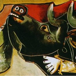 《斗牛场面（被掀起的斗牛士）》毕加索高清