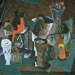 《黑朗姆酒瓶（法国万岁）》毕加索高清欣赏