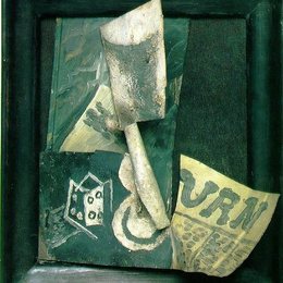 《玻璃杯和报纸》毕加索作品高清