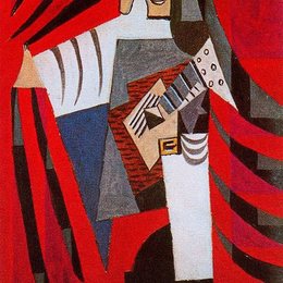 《弹吉他的小丑》毕加索艺术作品高清