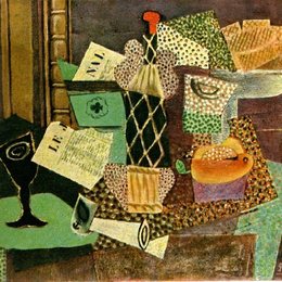 《玻璃杯和朗姆酒稻草瓶》毕加索作品欣赏高清