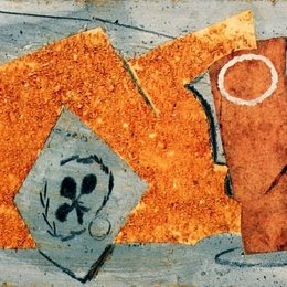 《扑克牌和玻璃杯》毕加索作品欣赏高清