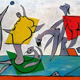 《海滩游戏和救援》毕加索高清欣赏