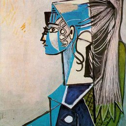 《坐在绿色椅子上的西尔维特&middot;大卫》毕加索作品高清