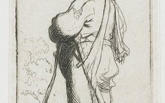《拄着拐杖的士兵》伦勃朗高清作品
