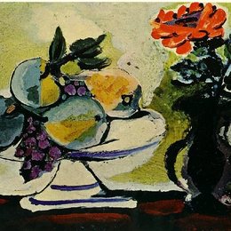 《鲜花和葡萄》毕加索艺术作品高清