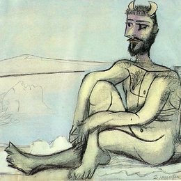 《坐着的弥诺陶洛斯（牛头人）》毕加索艺术高清