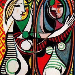 《镜前少女》毕加索高清作品