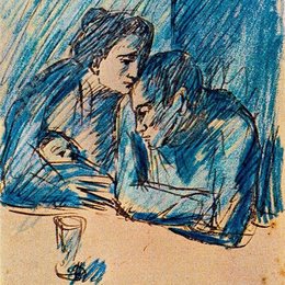 《咖啡馆里的男人、女人和孩子》毕加索艺术作品高清
